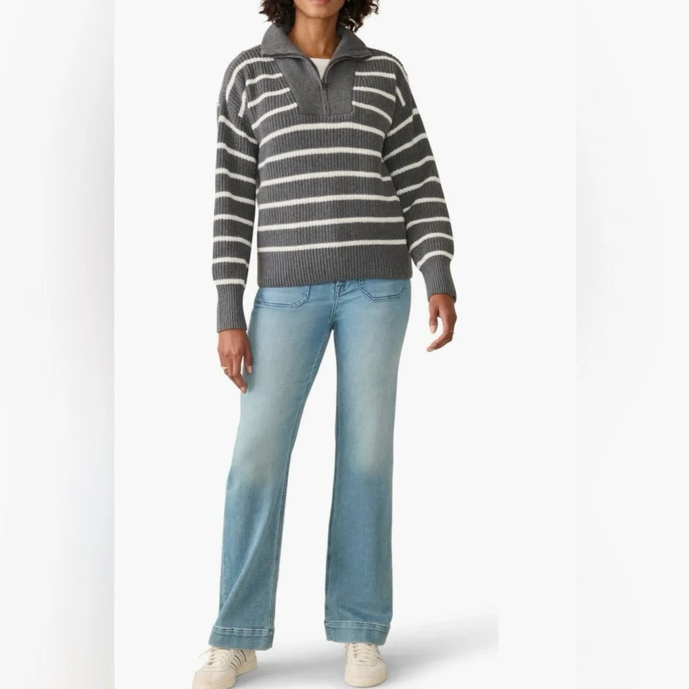 Faherty mariner striped quarter zip sweater